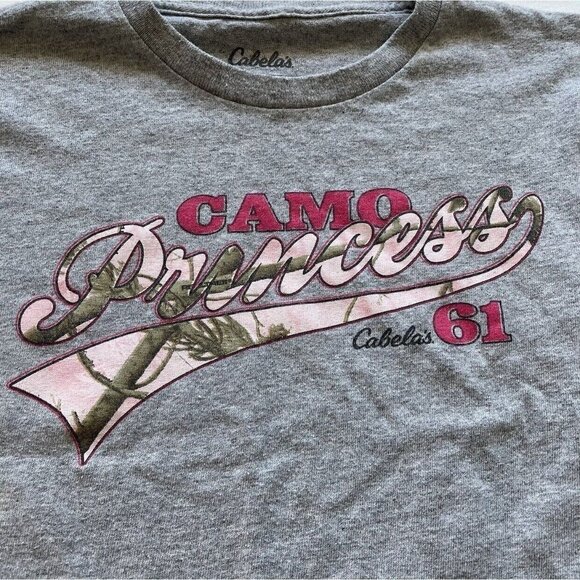 Cabelas Gray Camo Princess Graphic Youth T-Shirt Size Small - Picture 3 of 5